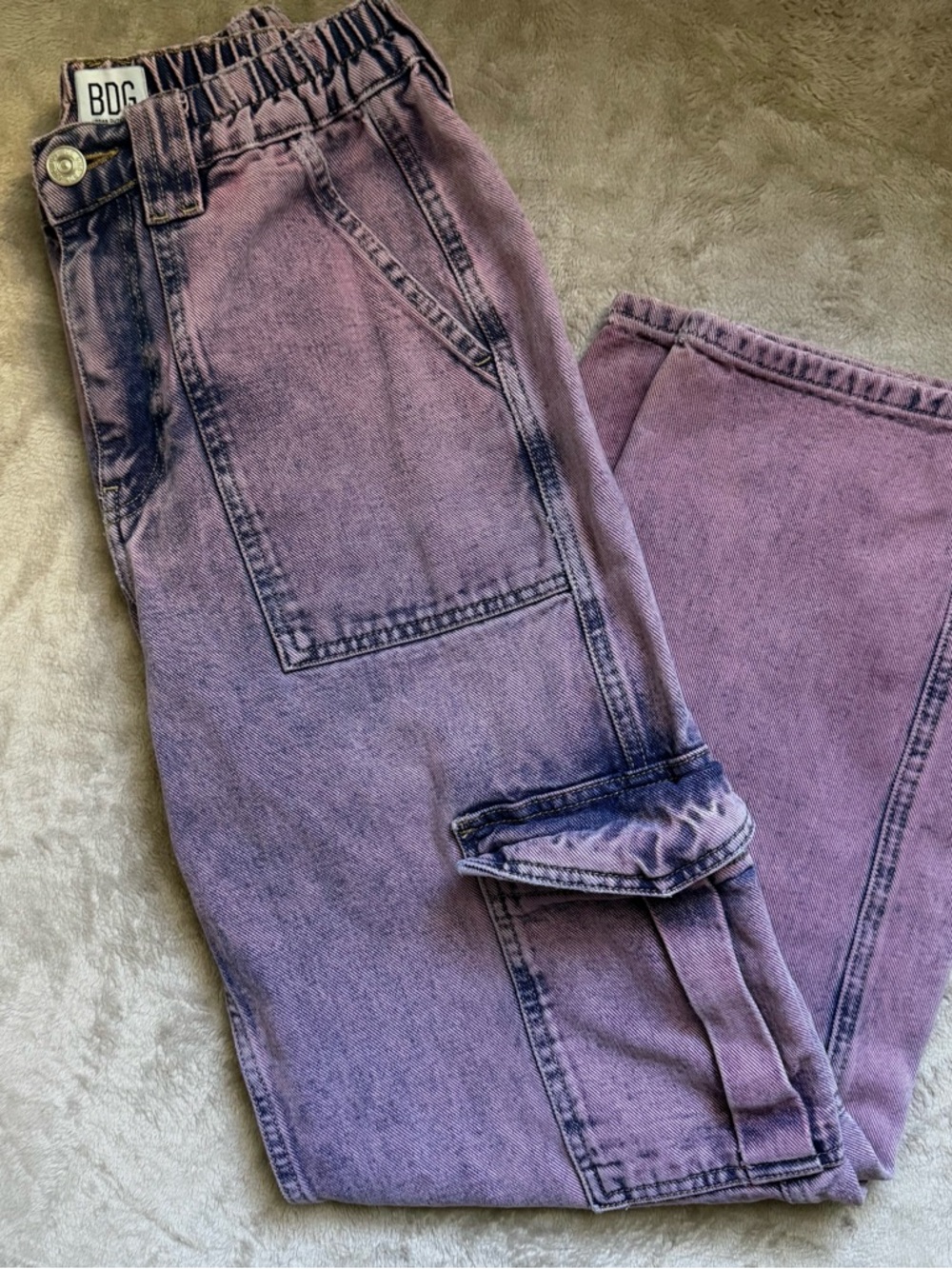 BDG Urban Outfitters lavender Cargo Pants High Rise Relaxed Fit Size 27”